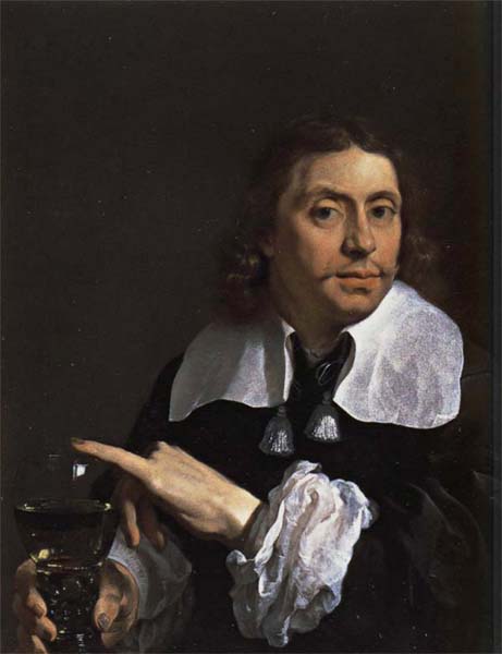 Karel du jardin Self-Portrait Holding a Roemer